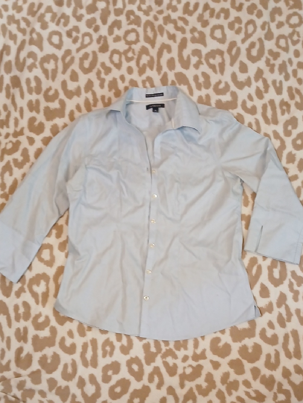 Lands' End Light Blue 100% Cotton Women's Dress Shirt